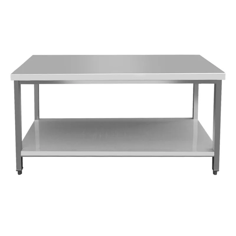 Stainless Steel Workbench Double-layer Console Commercial Kitchen Console Work Table Loading Table Packaging Countertop