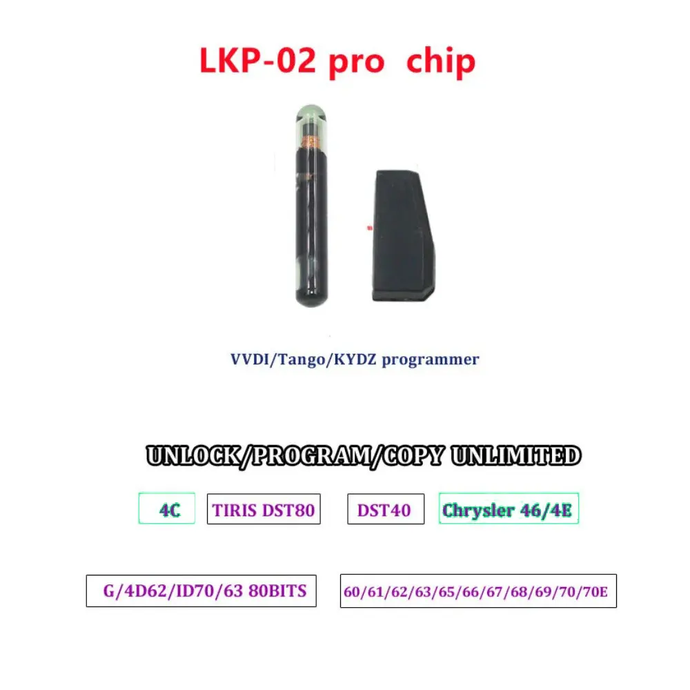 30/50/100PCS Transponder Chip LKP02 LKP-02 Car Key Chip KD 4D VVDI 4D Chip Can Clone 4C/4D/G Chips Via Tango&KD-X2 VVDI Mini