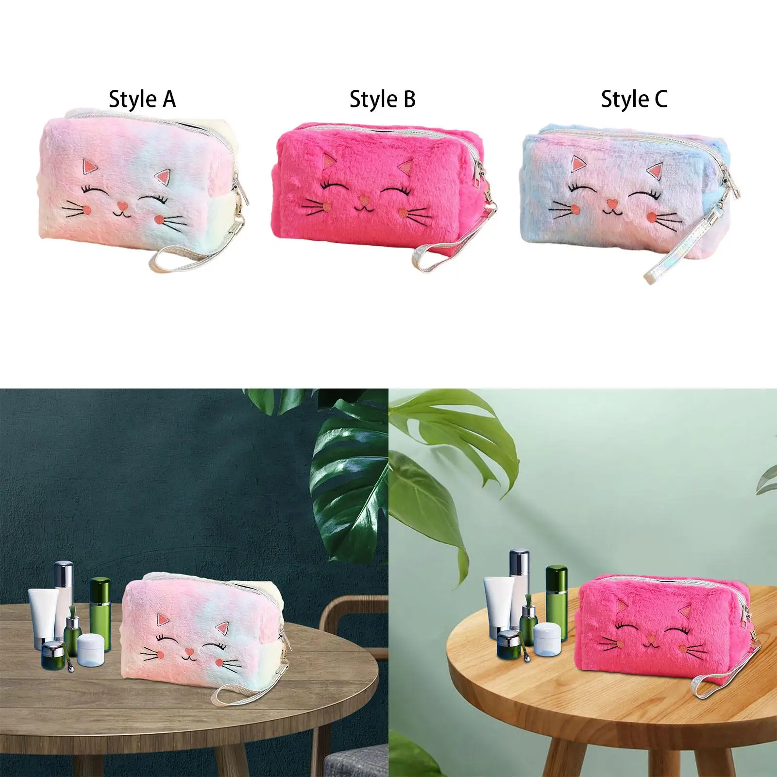 Lovely Plush Cosmetic Bag for Organizing Valentines Day Gifts Brush Organizer Travel Portable Toiletry Bag Makeup Organizer Bag image 3