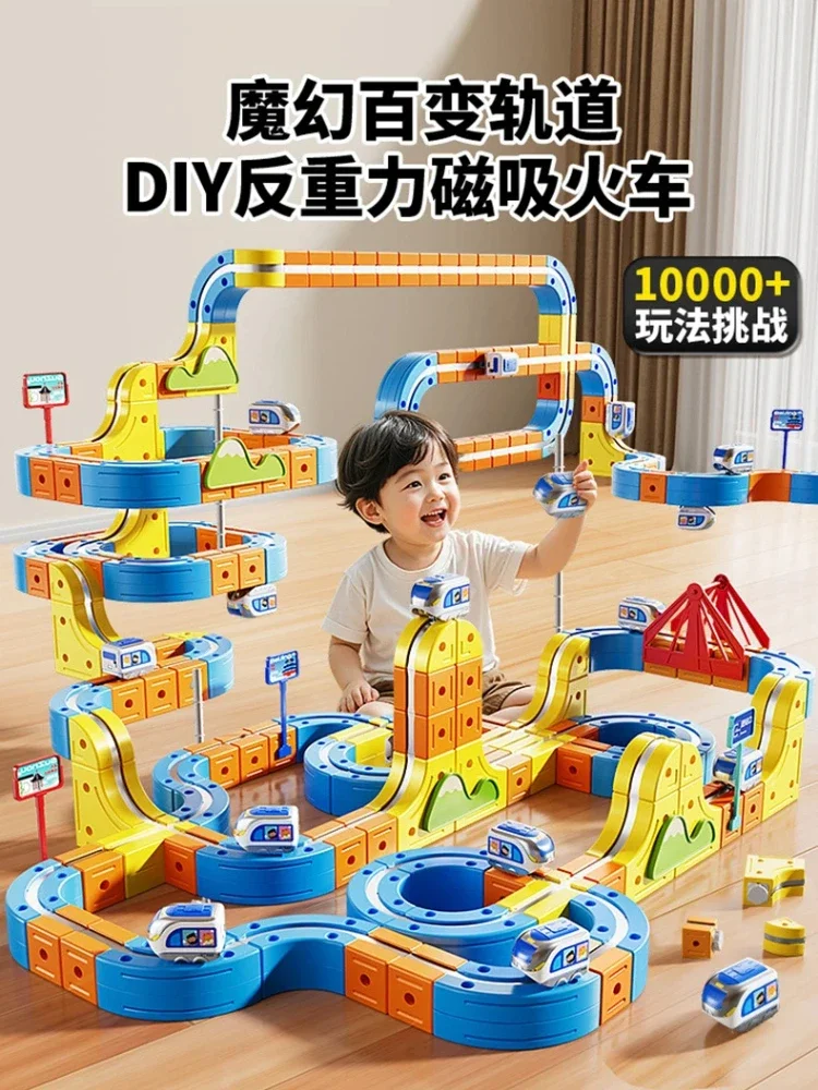 

DIY Train Toy For Boys Magnetic Track 1:64 Electric Vehicle Miniature Model Toys Education 3 Years Children Gifts