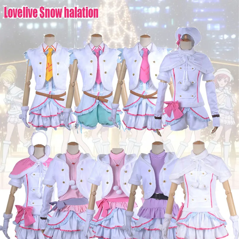 Anime Love Live Snow Halation Cosplay Nico Yazawa Nozomi Tojo EliAyase Sonoda Umi Cosplay Love Live White Uniform Lolita Skirt