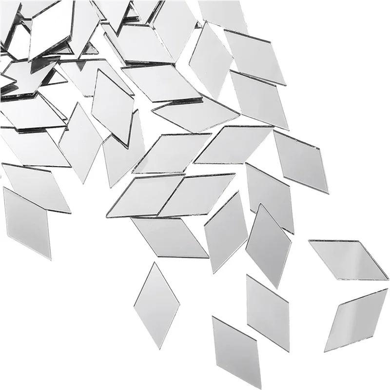 100/200 Stück DIY Handwerk Diamantform Spiegelaufkleber Acryl Spiegel Mosaik Fliesen Bulk Selbstklebende Kunst Wand Tür Heimdekoration
