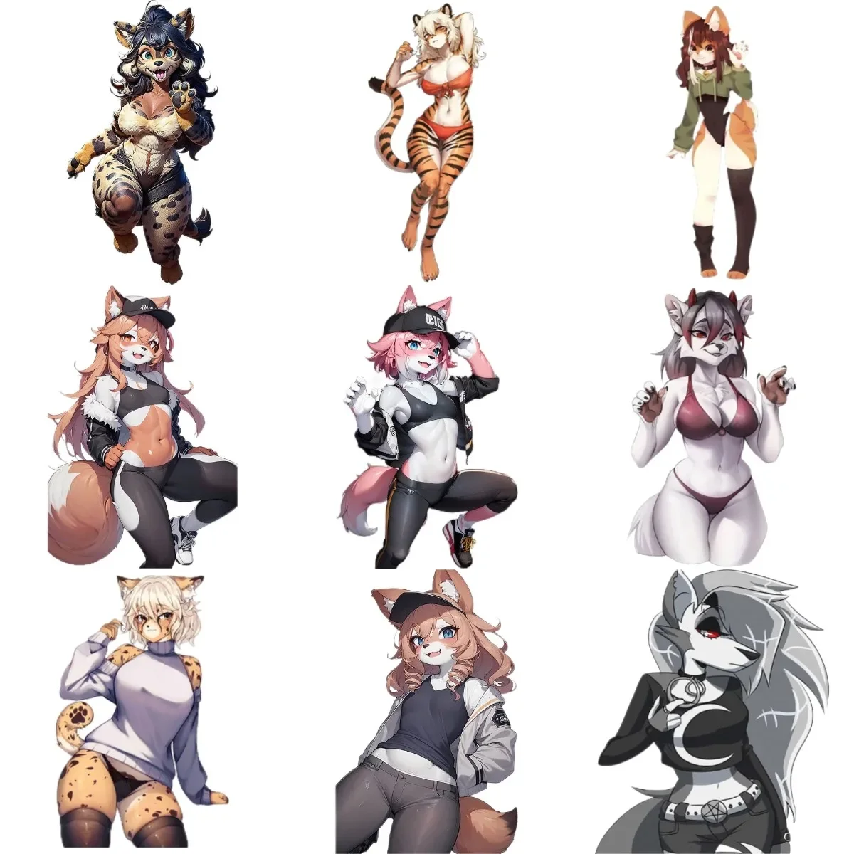 

Furry Animal Cat Girl Cartoon Cute PVC Waterproof Stickers Window Laptop Motorcycle Bicycle Wall Room Door Car Helmet Decal