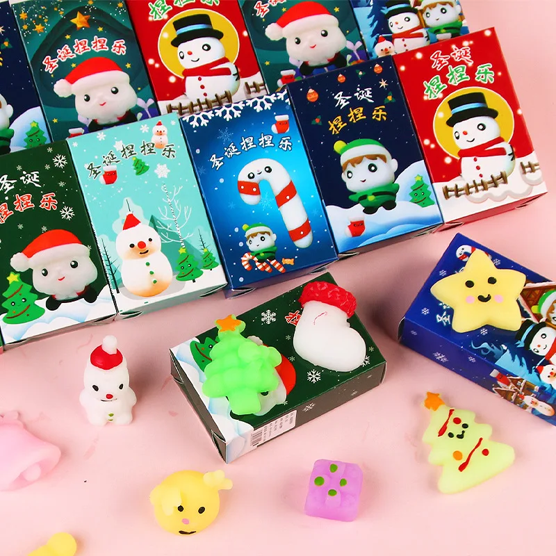 5Pcs Cartoon Cute Christmas Series Gnocchi Surprise Box Fun Kids antistress Pinch Music Fidget Toy regali di natale per bambini