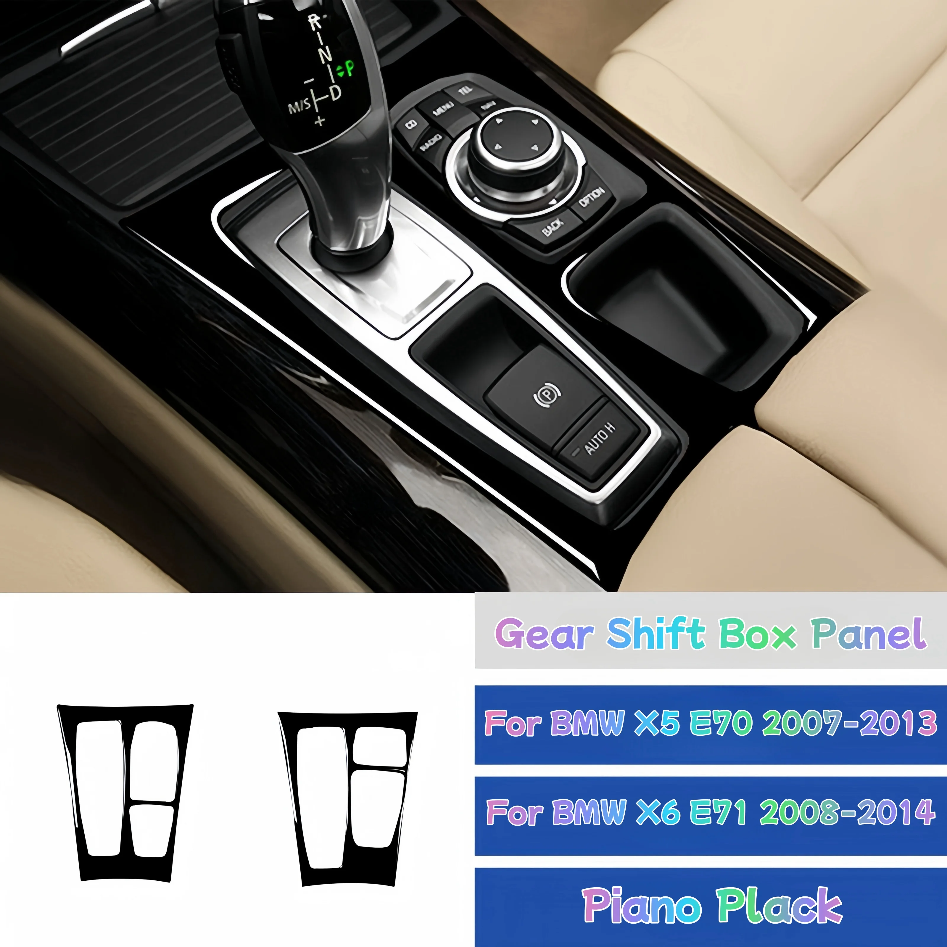 

For BMW X5 E70 2007-2013 For BMW X6 E71 2008-2014 Piano Black Car Gear Shift Panel Cover Frame Trim Sticker Auto Accessoires