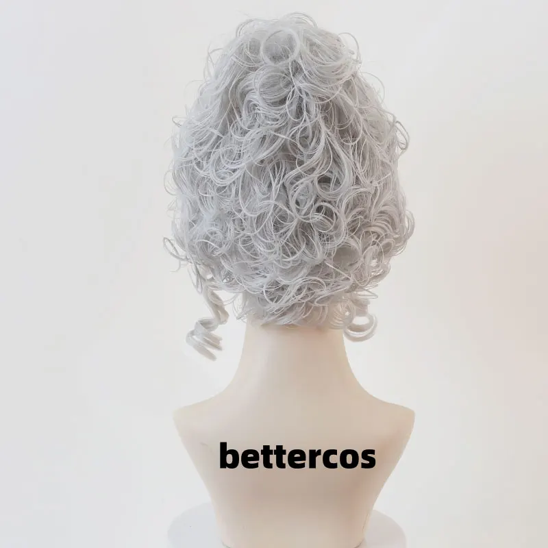 Marie Antoinette Cosplay Wigs Silver Grey Costume Accessory Princess Medium Curly Heat Resistant Synthetic Hair Wig + Wig Cap