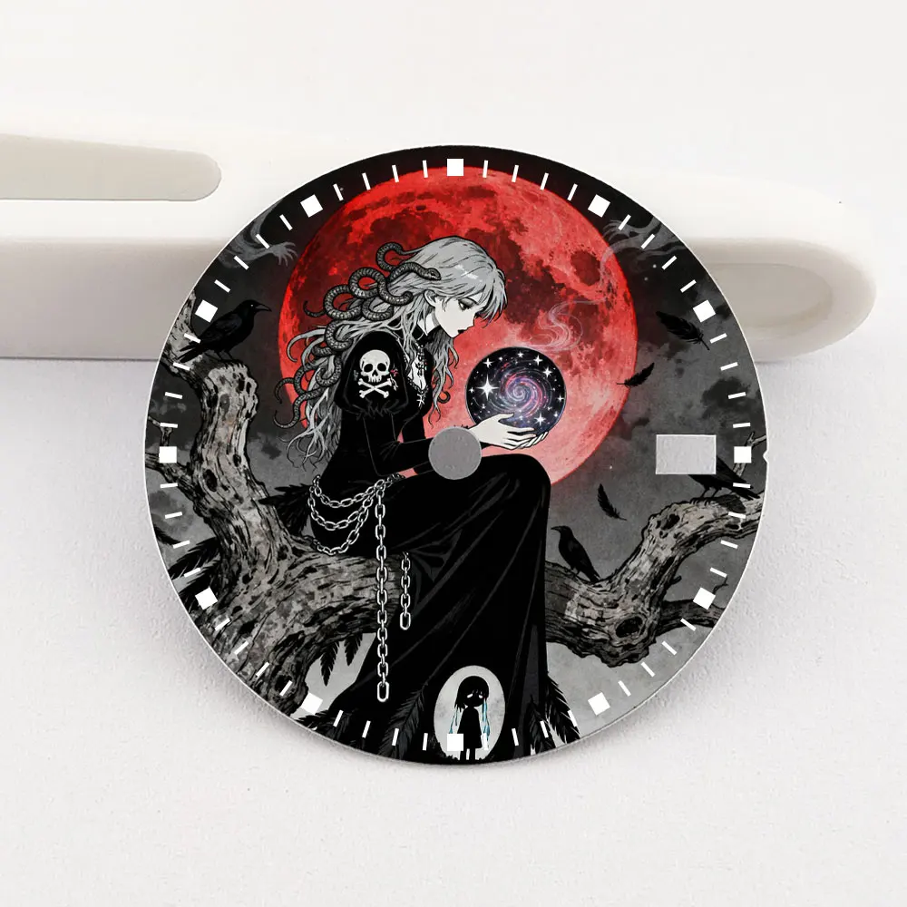 28.5mm dial NH35 dial Witch Creative color-printed series dial is suitable for NH35/36 movement wristwatch accessories