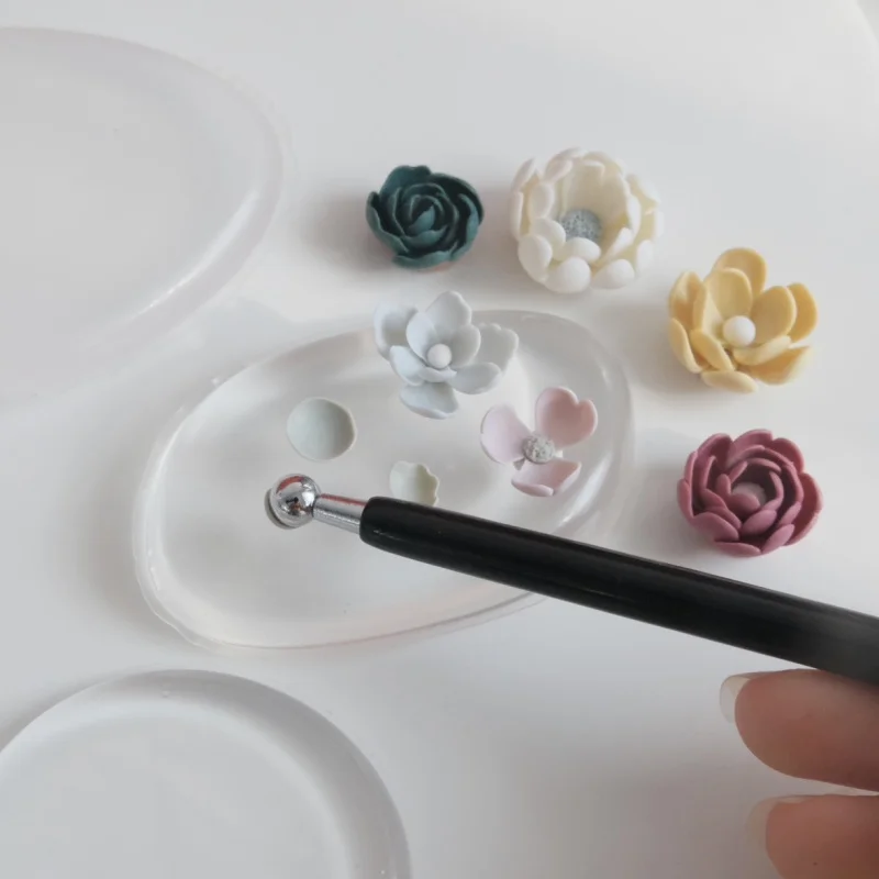 Mini almofada de silicone transparente cerâmica macia argila de polímero pétalas flor artesanal diy fazendo ins brincos ferramentas auxiliares