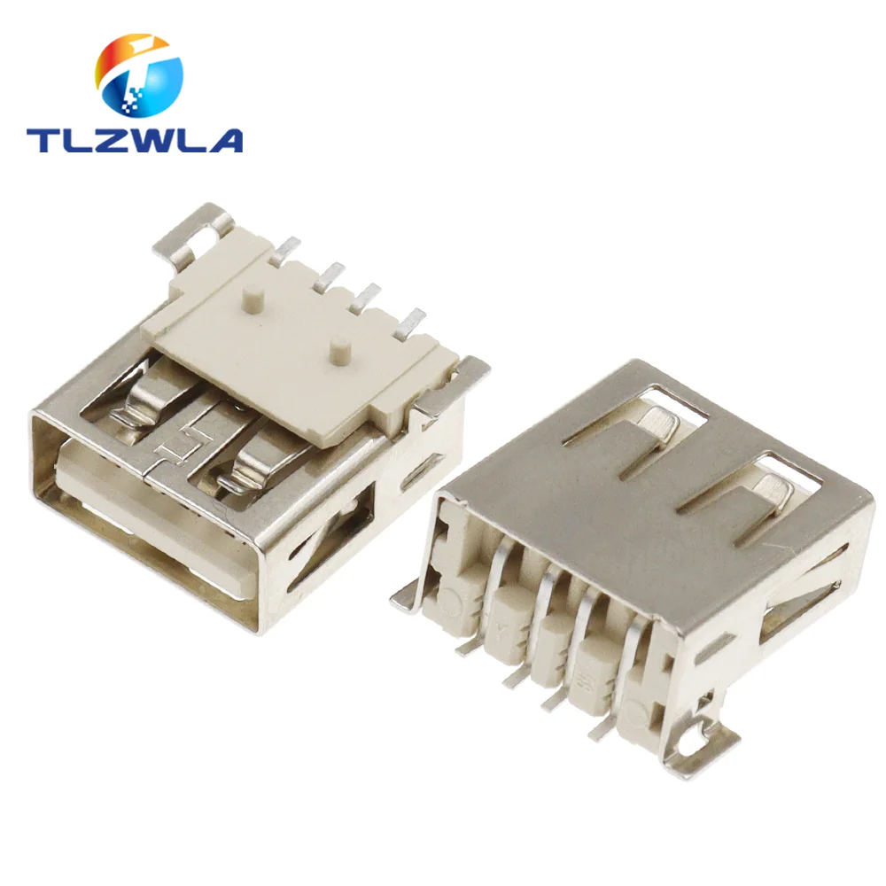 100PCS USB Type A Standard Port Female Solder Jacks Connector PCB Socket USB-A type SMT 4Pin