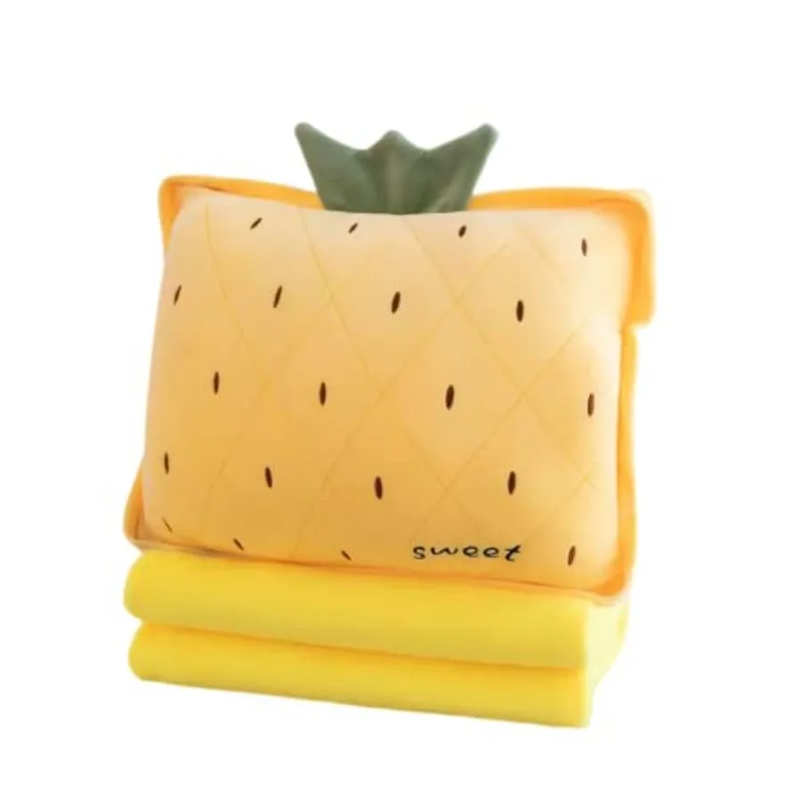 

15" Stuffed Fruit Travel Blanket and Pillow Set, 3 in 1 Plush Stuffed Hugging Pillow with Warming Hands Blanket for Gift Travel