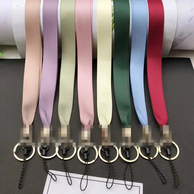 Monochrome Silk Scarf Ribbon Mobile Phone Lanyard,Female Korean Ins Halter,Neck Rope, Neck Rope, Chest Card Holder, Hanging Rope