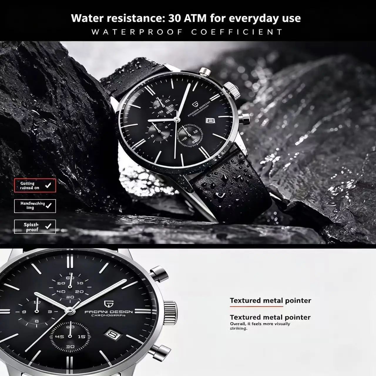 PAGANI DESIGN Men Quartz Watch Business Casual Chronograph Calendar Male Wristwatch