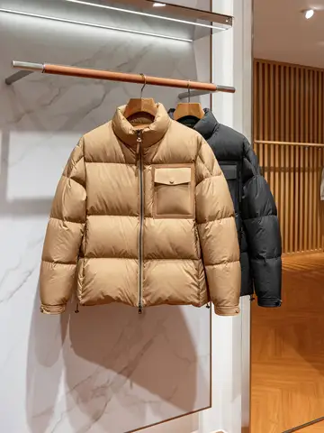 Gentleman Selection Quilted down Jacket Warm Lightweight White Duck down Winter Coat with Lapel Bread Design for Men