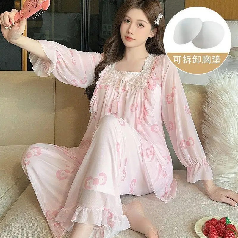 Summer Newwomen Simple Light Luxury Fashion Elegant French Pajamas Skin Friendly Comfort Shorts Shirt Nightgown Set Home Clothes