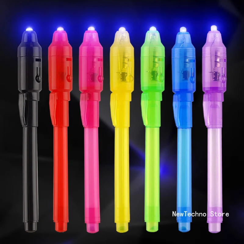 Luminous Light Pen Magic Purple 2 In 1 UV Black Light Combo Drawing Invisible Ink Pen Learning Education Toys For Child