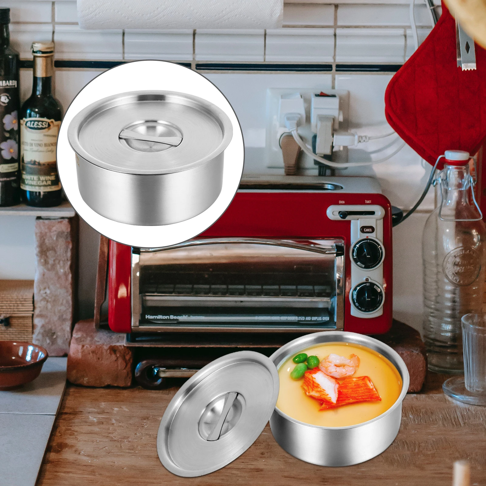 

1pc Steamed Bowl Stainless Steel Multi Rice Steamer Household Kitchenware for Home Camping Restaurant