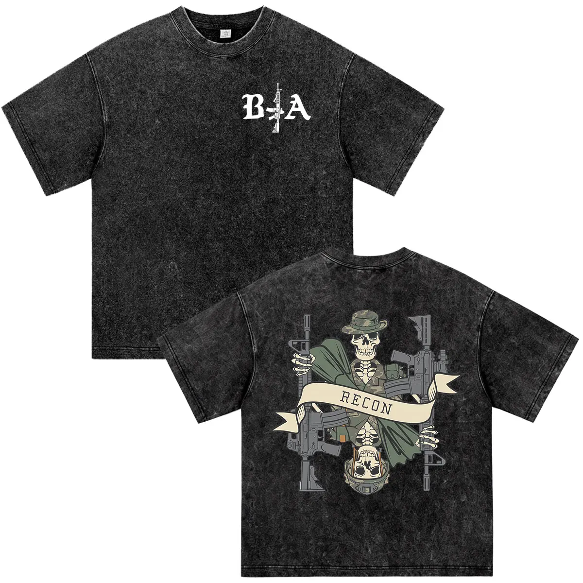 Brothers in Arms Skeleton Vintage Washed T Shirts Men Women Clothing Gothic Retro T-shirt Casual Short Sleeve Oversized T-shirts