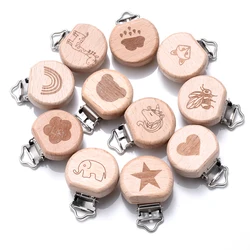 1Pcs Natürliche Buche Holz Clips Baby Schnuller Halter Infant Nippel Dummy Clip für Baby Mobile Kauen Schnuller Kette Zubehör