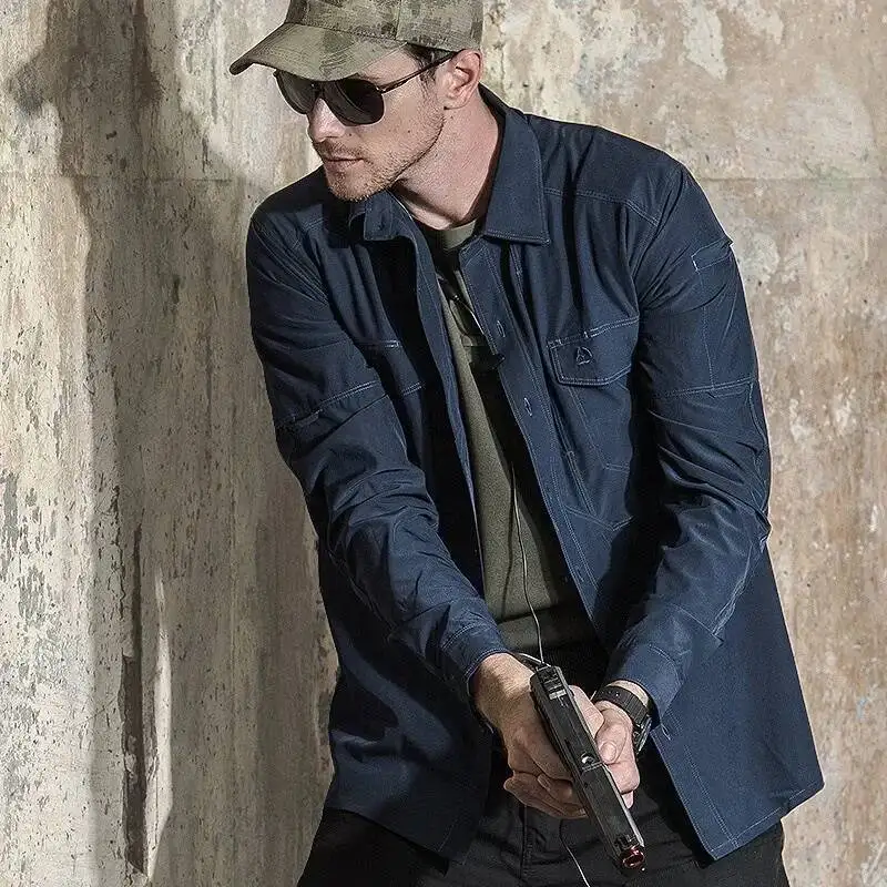 

Быстросохнущая тактическая мужская рубашка с длинными рукавами в стиле милитари, весенне-осеннее эластичное пальто для специальных услуг