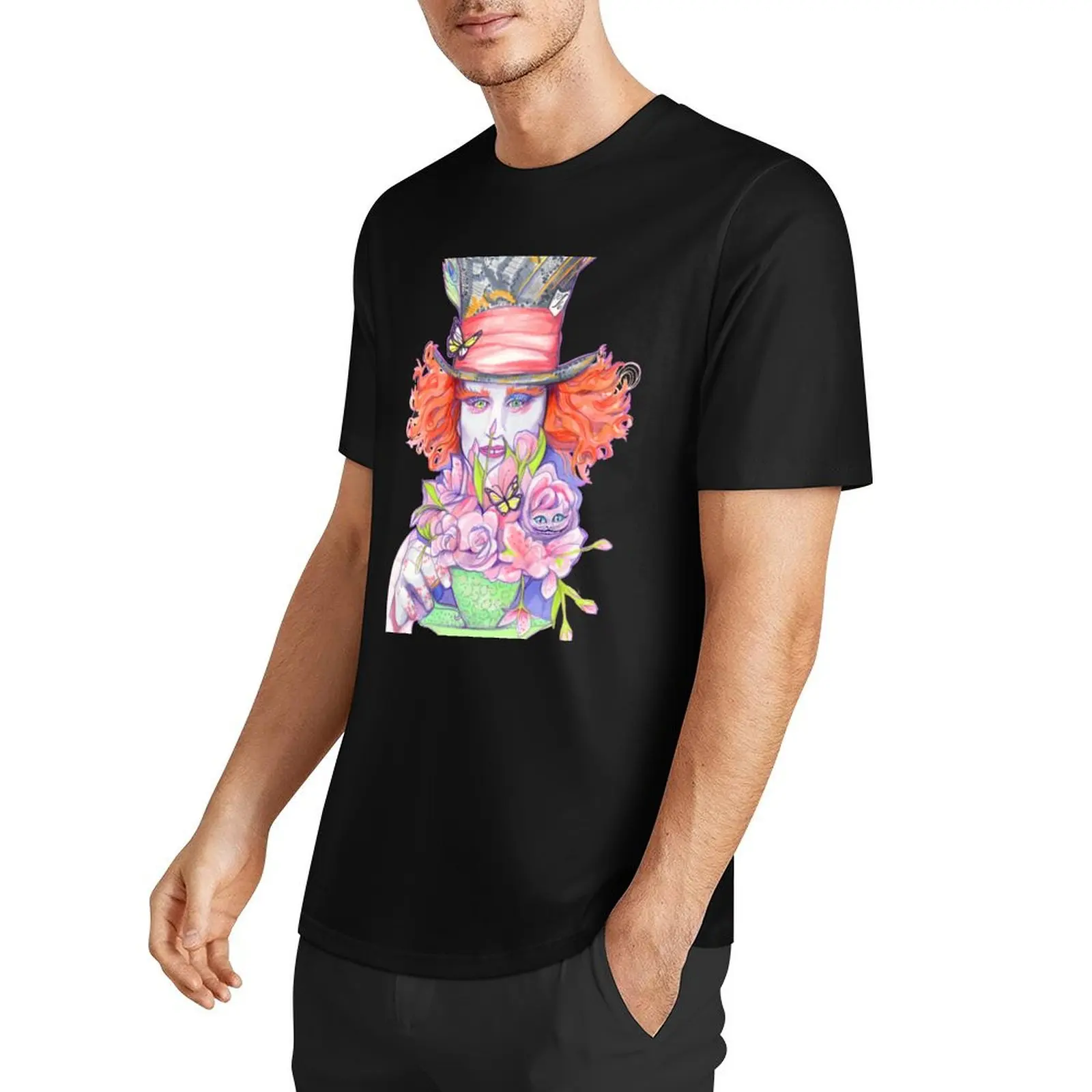 Mad Hatter T-Shirt anime figures graphic t shirts blacks Short sleeve tee mens graphic t-shirts big and tall