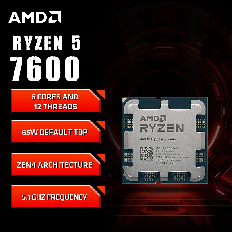 

Новый процессор AMD R5 7600 Ryzen 5 7600 5,1 ГГц, 6 ядер, 12 потоков, 5 нм, L3 = 32 м, разъем AM5, но без кулера