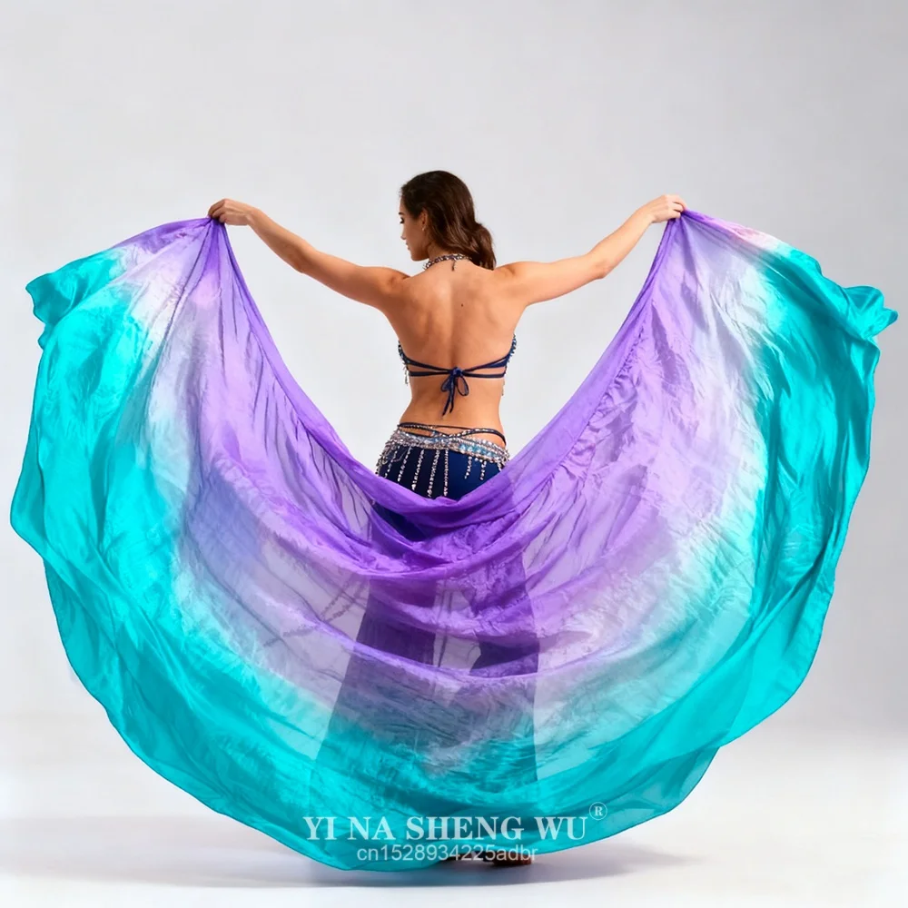 النساء الرقص الشرقي الحرير الحجاب الحرير الحقيقي اليد رمي وشاح الرقص العبادة الكنيسة الثناء الدعائم فلوي التدرج مخصص الأرجواني #2