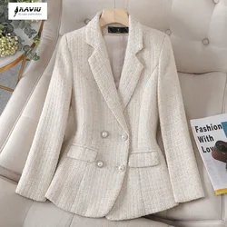 NAVIU-Blazer Abricot pour Femme, Veste à Manches sulf, Manteau de Travail en Laine, Mode Décontractée, Automne et Hiver