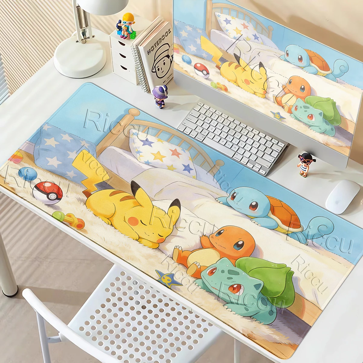 Mousepad Pikachu Pattern Rubbe Non-slipr Computer Offices Accessories Aesthetics Mousepads Locking Edge Gamer Keyborad Desk Mats