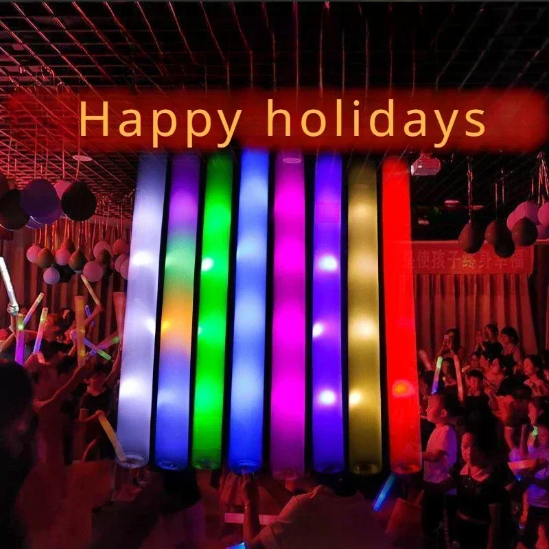 15Pcs LED Glow Sticks Bulk Colorful Glow Foam Stick cheer Tube Dark Light for Xmas Birthday Wedding Party Supplies