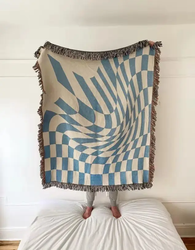 

Nordic Knit Plaid Blanket Soft Chessboard Blankets For Bed Sofa Nap Cover Home Decor Travel Picnic Blanket With Tassel tapestry