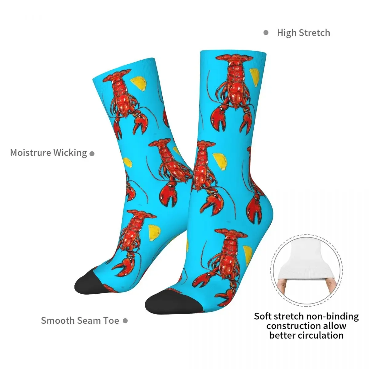 Lobster Socks Harajuku Sweat Absorbing Stockings All Season Long Socks Accessories for Man's Woman's Gifts