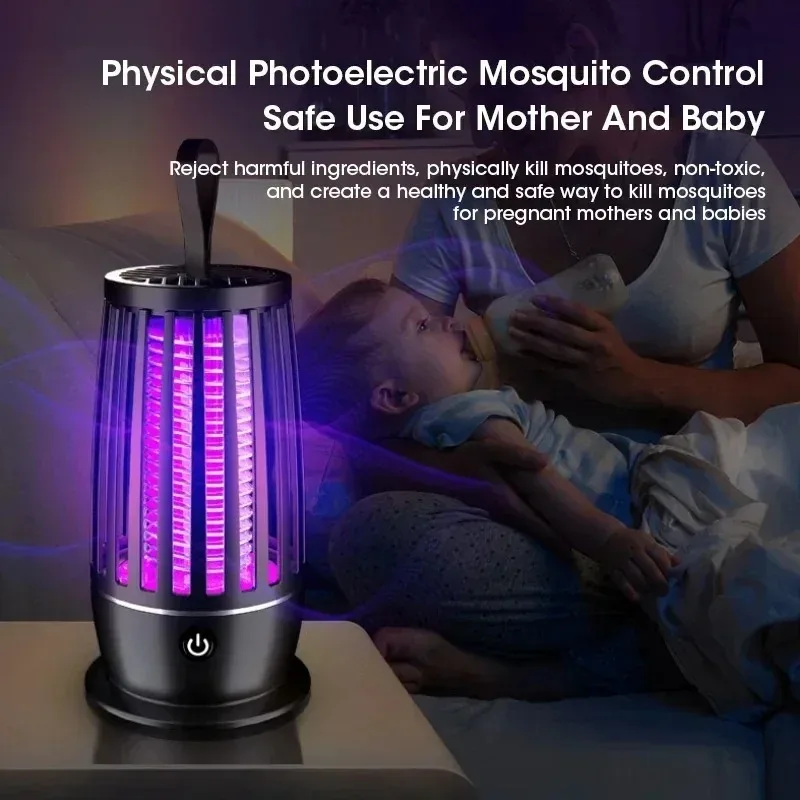 Lámpara Antimosquitos Electrónica Recargable por USB - Trampa para Insectos Silenciosa y Portátil para Uso en Interiores y Exteriores - Ideal para el Hogar