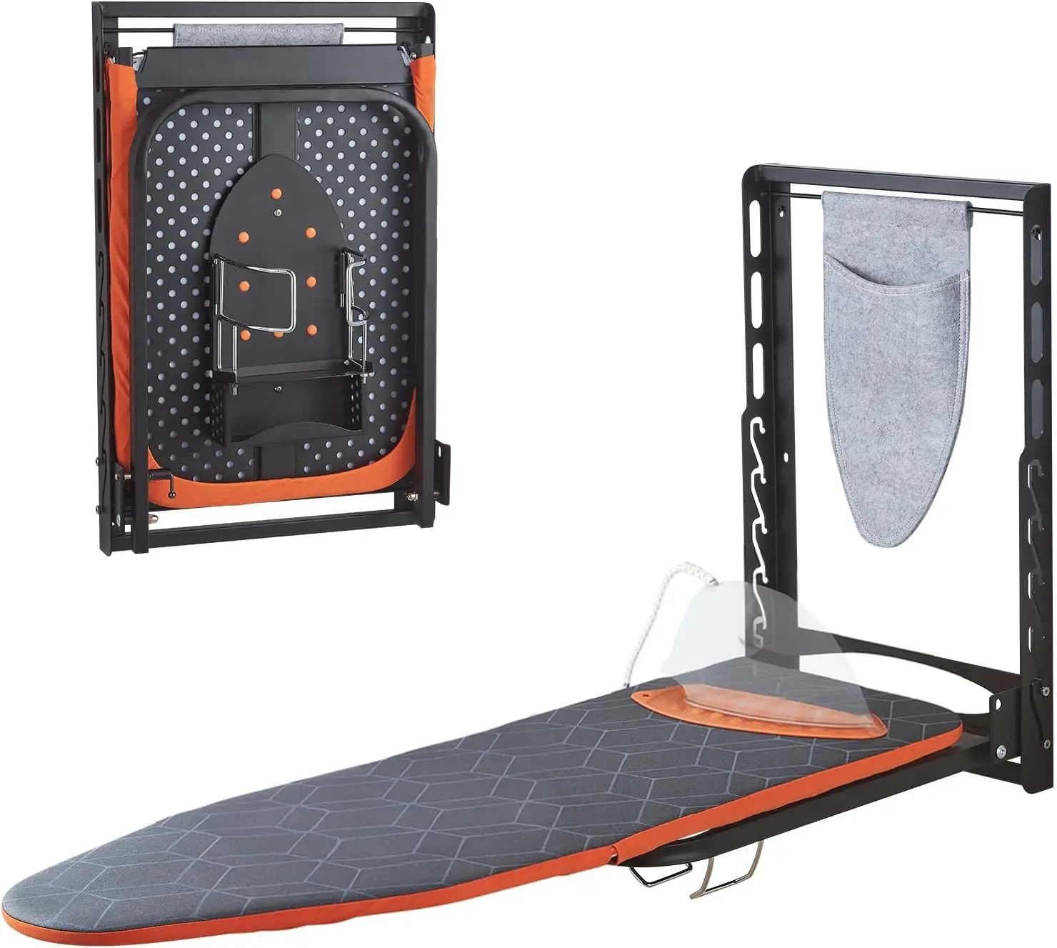 

Wall Mounted Ironing Board with Iron Holder, 42x14 Compact Mount Foldable Ironing Board for Small Spaces, Space Saving with Cott