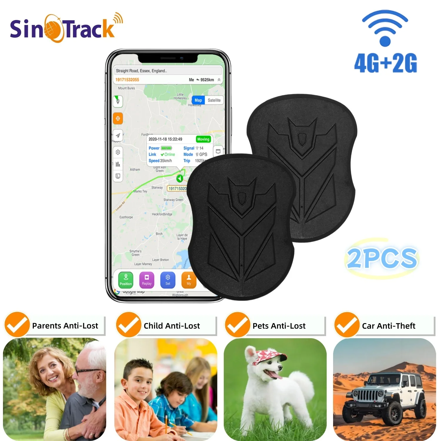 2PCS 4G 5000mAH ST-905L Waterproof GPS Tracker Magnet Long Standby Battery for Kid Parents Anti-Lost Device Real Time Free APP