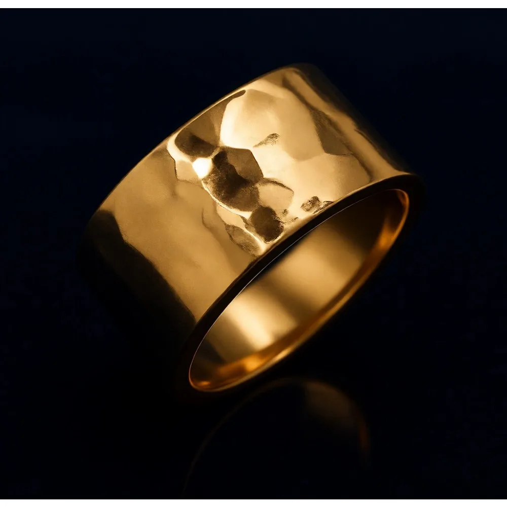 

Широкое гипоаллергенное массивное кольцо для женщин с покрытием из 18-каратного золота или серебра 925 пробы