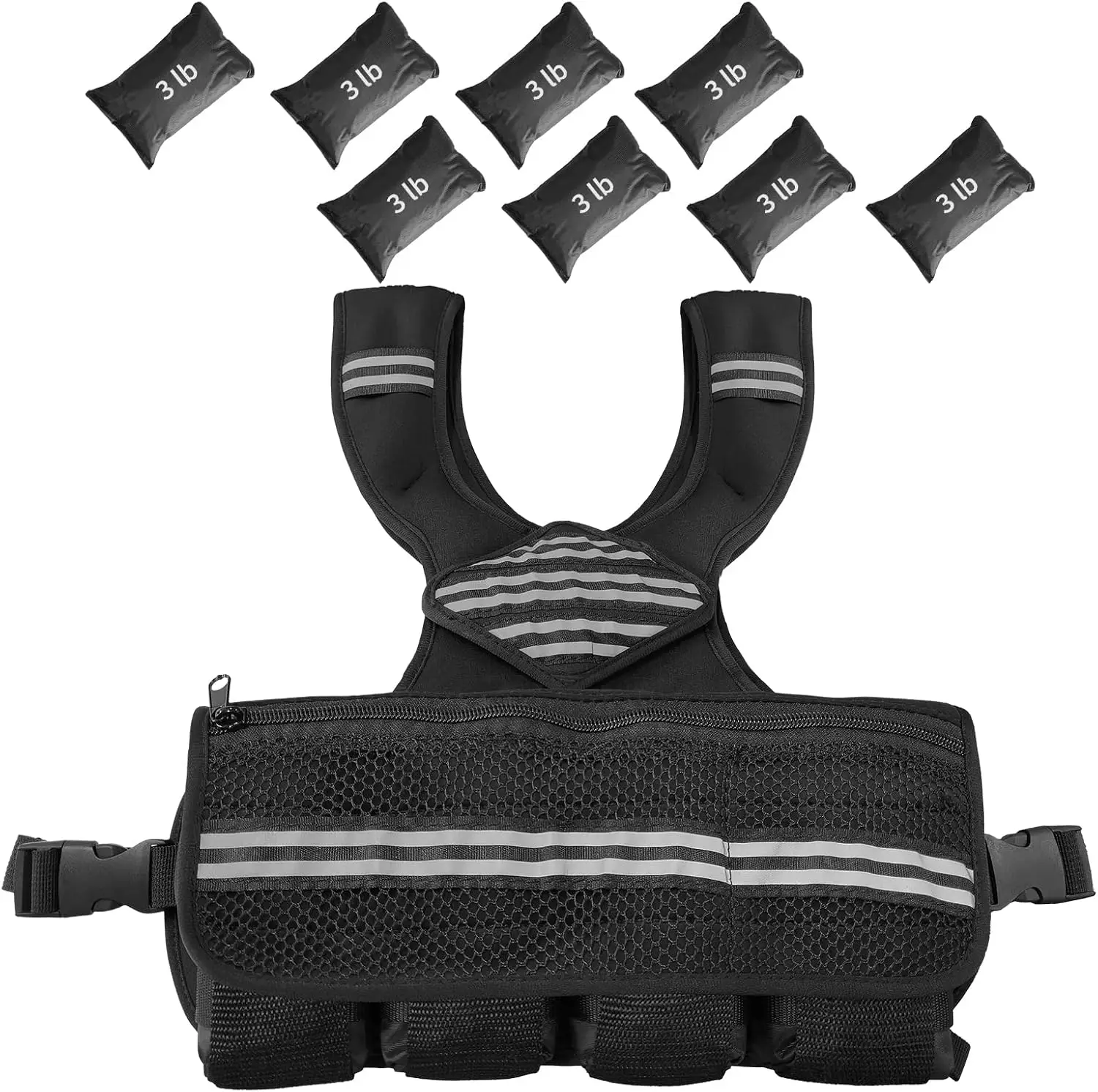 Gilet lesté réglable en néoprène avec poids amovibles - Réfléchissant, respirant, avec sac - Pour femmes, hommes et tout type d'entraînement.
