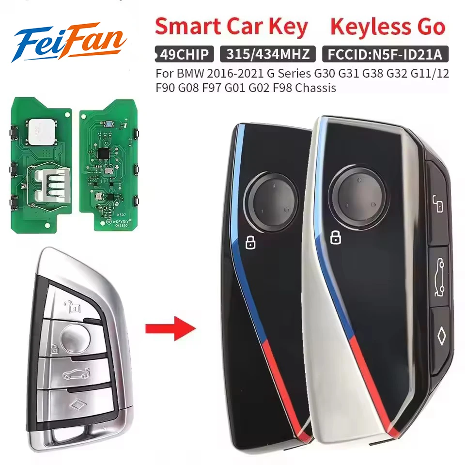 

FriFan N5F-ID21A ID49 315/434MHz Proximity Car Remote Key For BMW G Series 3 5 6 7 X3 X5 X7 G01 G02 G08 G30 G31 G32 G38