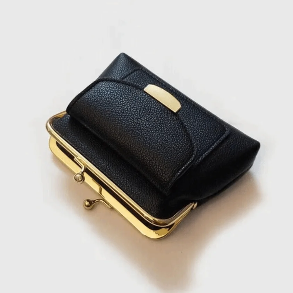 Lychee padrão mini bloqueio clipe moeda bolsa de couro do plutônio chaves/batons/fone de ouvido beijo bloqueio carteira de couro armazenamento retro