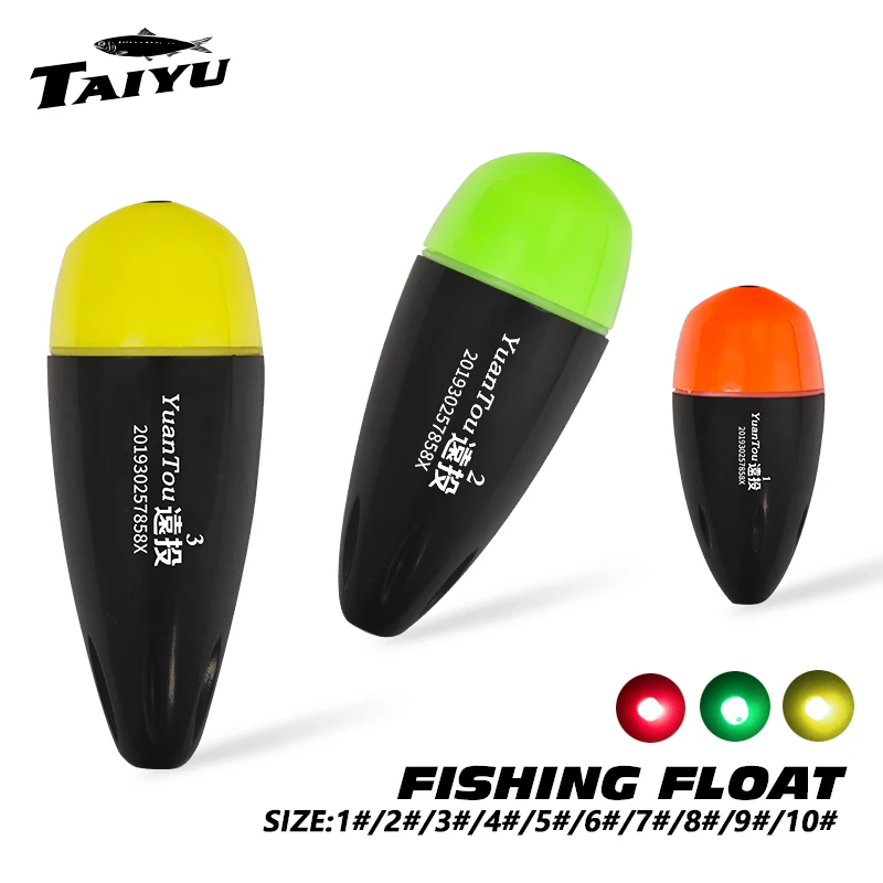 TAIYU Electronic Fishing Float High sensitivity Buoy Adjustable Luminous Red&Green color Bobber waterproof Fishing Floats Tackle