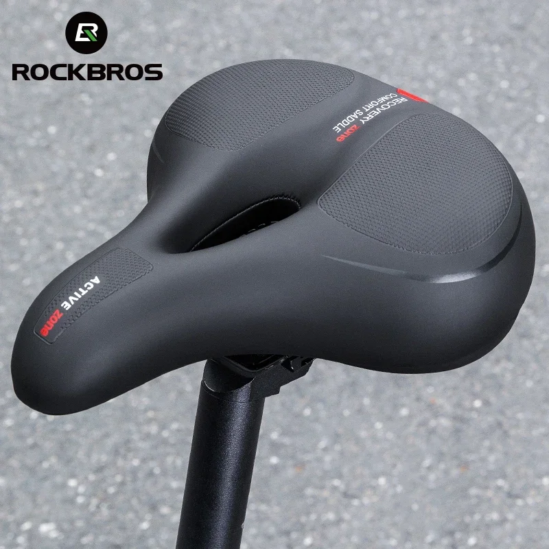 ROCKBROS Bicycle Saddle Rainproof PU Surface Soft Memory Sponge Shockproof Cycling Seat MTB Saddle Reflective Bike Saddle Seat