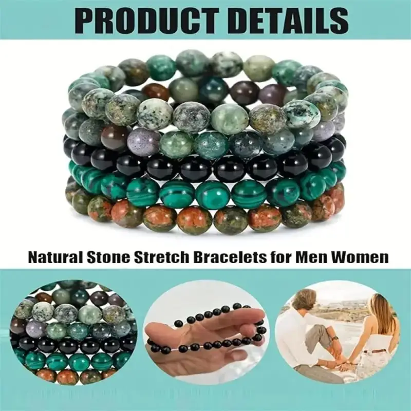 gemstone bracelet crystal stone beaded bracelets for women men 8mm roud beaded stetch bracelets unisex yoga jewelry gifts