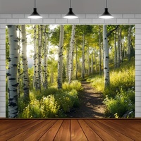 1 piece, forest wall background cloth, morning sunlight passing through the green tree wall background