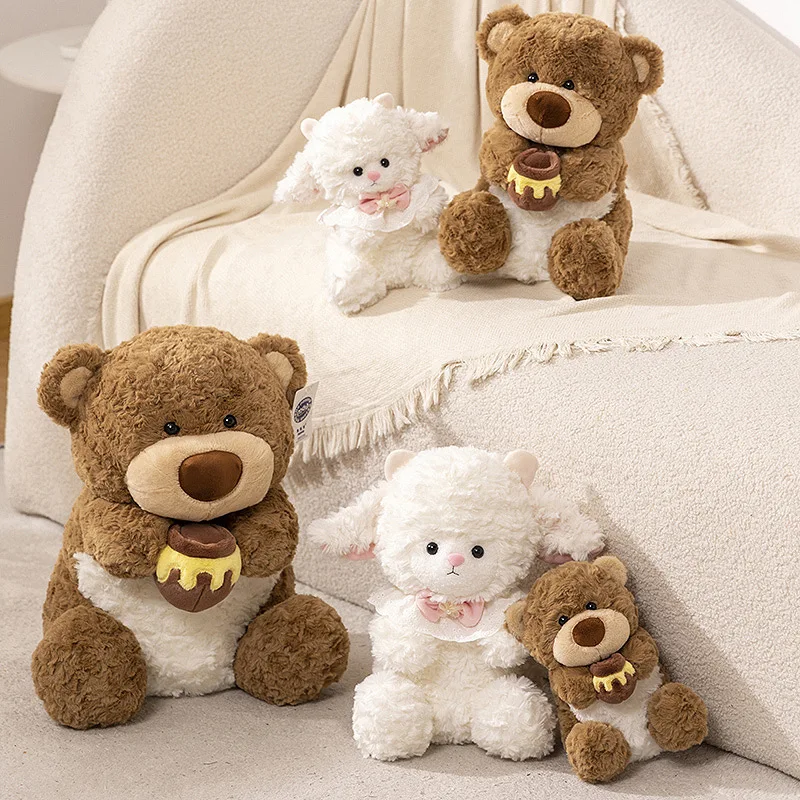 45 cm Bequeme Und Niedliche Teddybär Plüsch Spielzeug Niedliche Cartoon Lamm Puppe Zu Begleiten Schlaf Kissen Mädchen Kinder Geschenk puppe