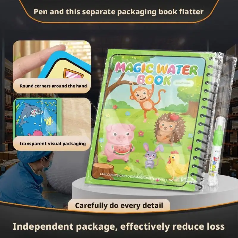 Libro da disegno ad acqua magica Giocattoli educativi riutilizzabili Penna Libri sensoriali Regalo di apprendimento Vernice con acqua Graffiti precoce P0j1