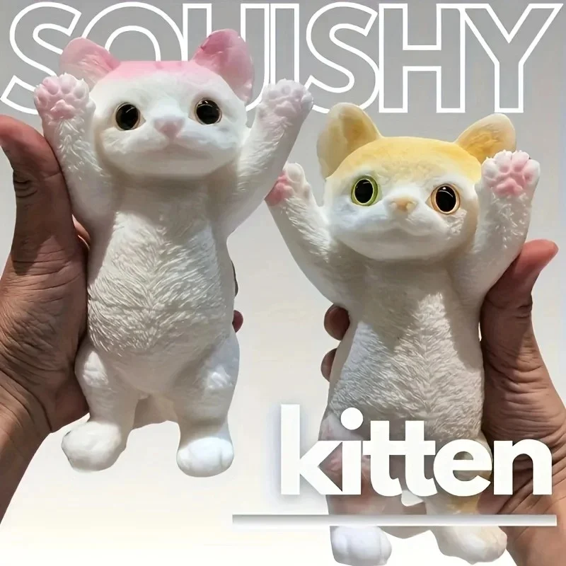 Cat Squishy Squeeze Toys Kawaii Handmade Cat Animal Fufu Sensory Toys Party Favors Gifts for Adults Kids