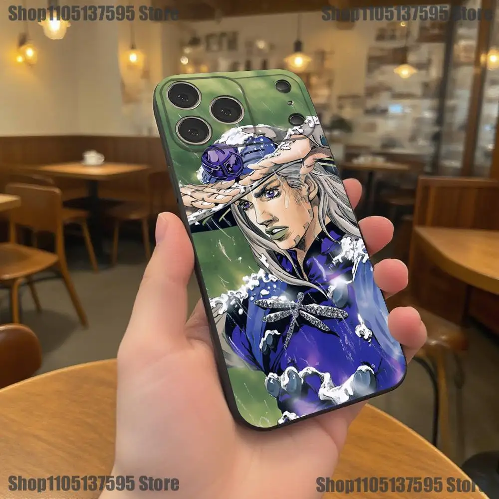Johnny joestar j-jojo capa de telefone para iphone 17,16,15,14,13,12,11, pro,xs, max, zr, plus, e, se4, mini capa macia preta