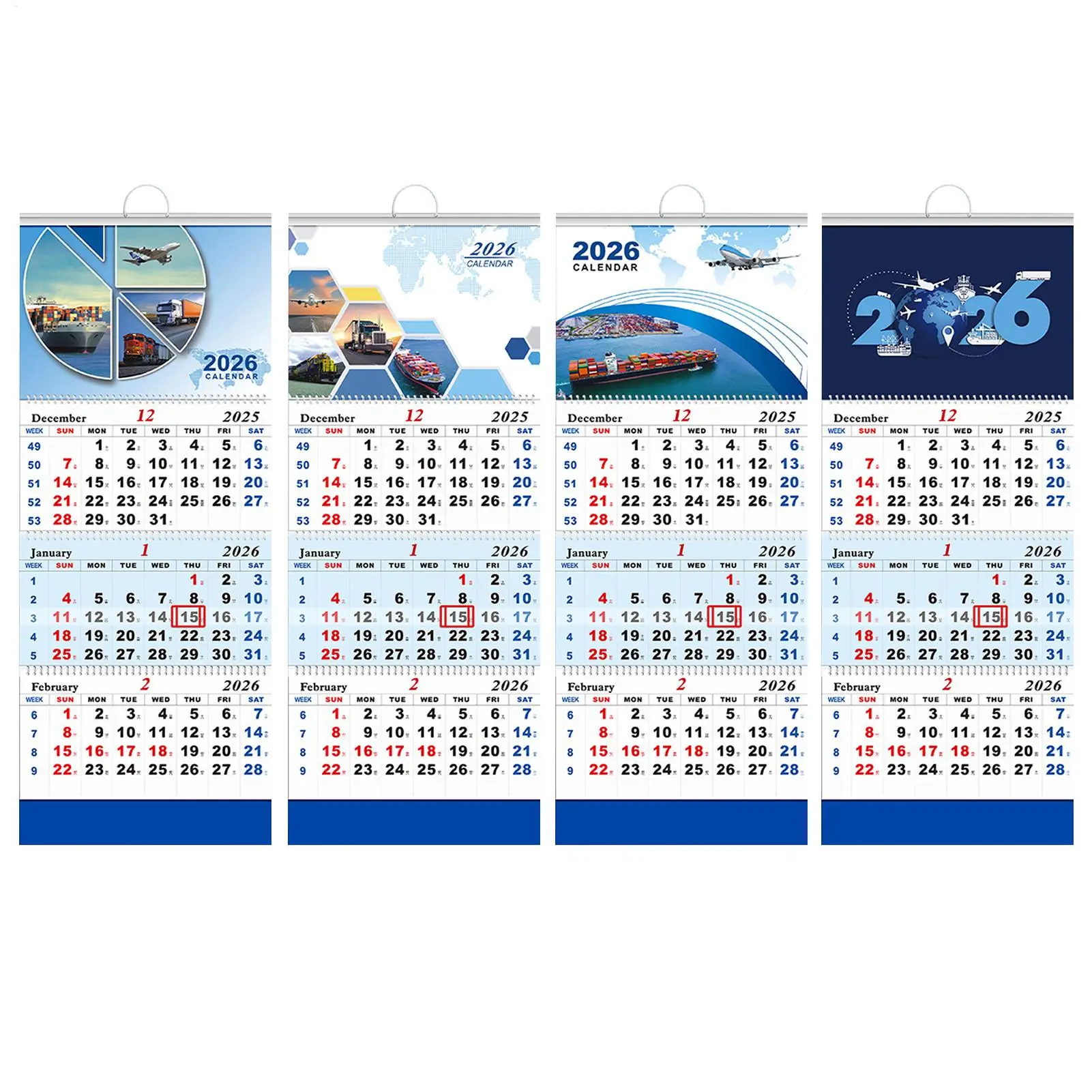 

New Year 4-folding Calendar, 2026 Wall Calendar, Aviation Theme Office Monthly Schedule Planner Wall Calendar, New Year Gifts