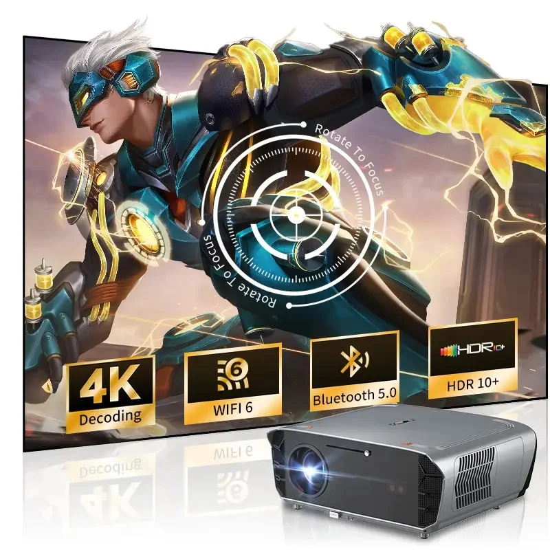 

Pro Android Projector 4K 1080P FHD Auto Focus HDR 10+ Built-in Speaker 300Inch Wireless Projector For Home Entertainment/Work