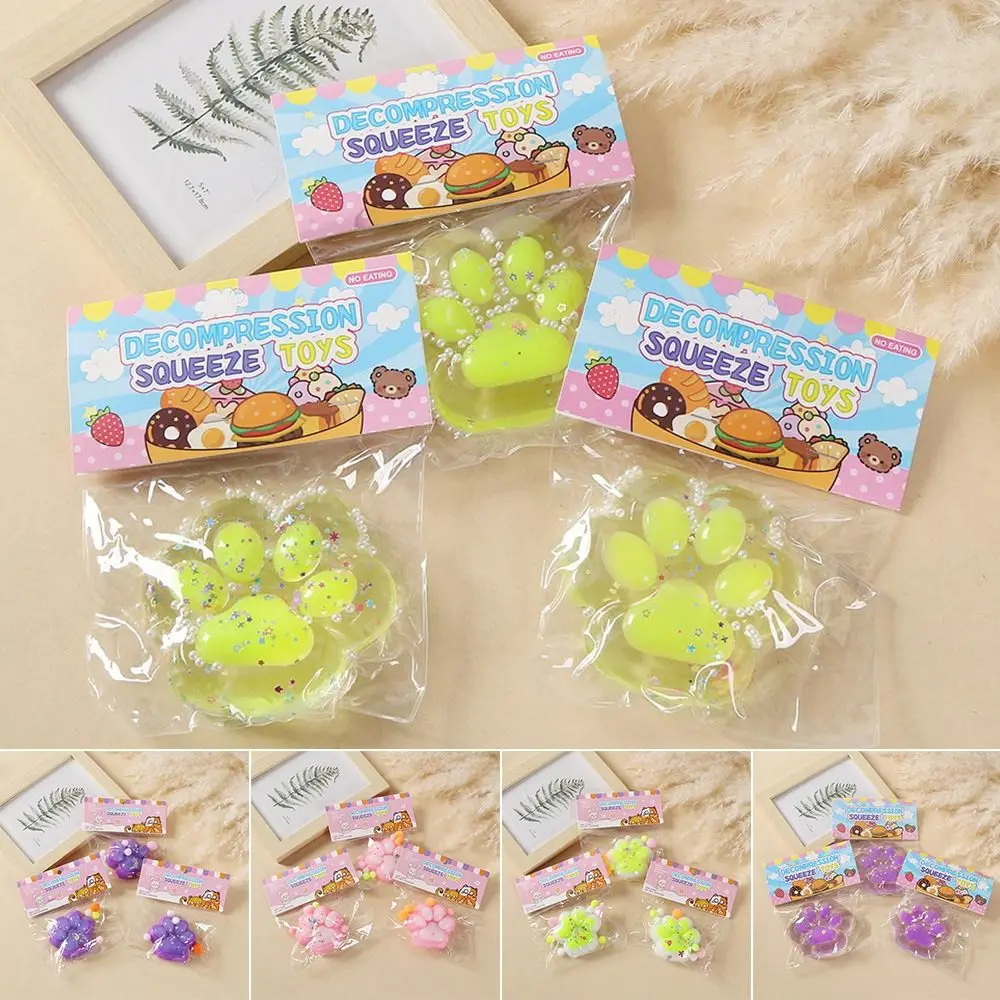 New 10pcs Squeeze Cat Paw Toys Sticky TPR Squeeze Toy Super Soft Hand Relax Gifts Amethyst Cat Paw