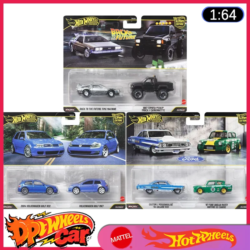

Новинка 2026 Mattel Hot Wheels Премиум-автомобильная культура «Назад в будущее» Volkswagen Golf Ford Anglia Эксклюзивная 2 упаковки HBL96
